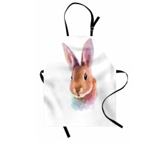 Watercolor Art Rabbit Head Apron