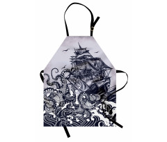 Octopus and Ship in Storm Apron