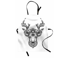 Ornate Deer Head Moon Antlers Apron