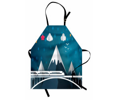 Cartoon Style Mountains Apron