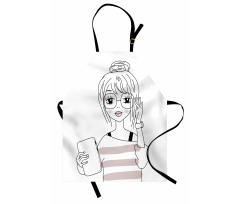 Sketchy Hipster Girl Tablet Apron