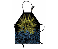 Wavy Ocean Summer Sky Motif Apron