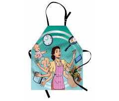 Pop Art Busy Woman Housework Apron