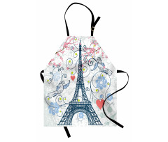 Eiffel Swirling Flowers Heart Apron