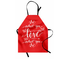 Romantik Mutfak Önlüğü Oklar ve Kalpler ile İlham Veren Yazı