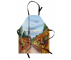 Colorful Sketch Street Eiffel Apron