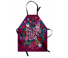 Colorful Cartoon Doodle Art Apron