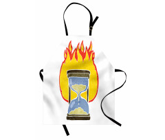 Retro Hourglass on Fire Apron