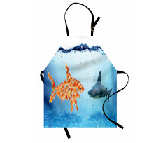 Fish Team up Against Shark Apron