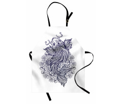 Koi Carp in Dark Blue Tone Apron