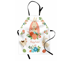 Pastel Bunny Flowers Cartoon Apron