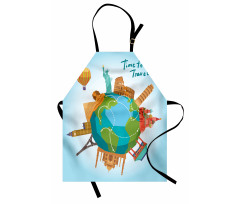 World Landmarks Around Globe Apron