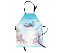 I Love to Travel Words Sky Apron