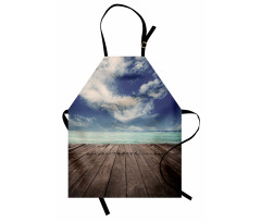 Ocean Cloudy Sky Wooden Pier Apron