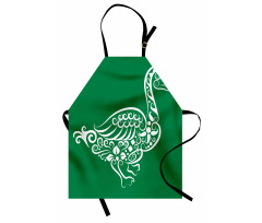 Calligraphic Oriental Floral Apron