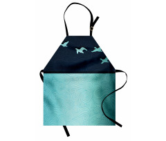 Abstract Birds Curl Ornament Apron