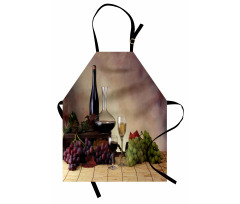 Grapes Wines Bottles Glasses Apron