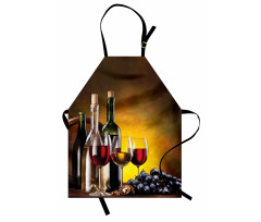 Grapes Bottles and Glasses Apron