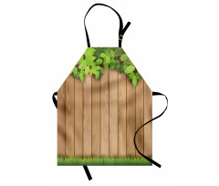 Leafy Tree Branch Grass Fence Apron