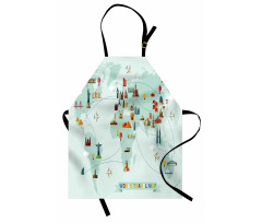 Famous World Travel Map Apron