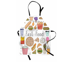 Fast Food Lettering Doodle Apron