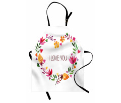 Text in Floral Heart Apron