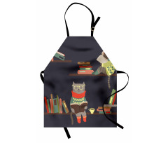 Funny Bookshelf Cat Reading Apron