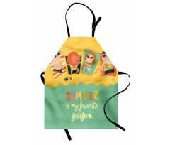 Sunbathing Kids Beach Doodle Apron