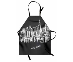 Hand Drawn City Buildings Deco Apron