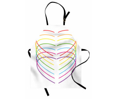 Vivid Outline Heart Drawings Apron