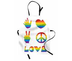 Rainbow Colors Peace and Love Apron