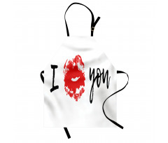 I Kiss You with Lipstick Print Apron