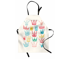 Cartoonish Colorful Crowns Apron