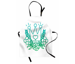 Majestic Crown and Flowers Apron