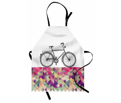 Bisikletli Mutfak Önlüğü Üçgen Üstünde Bisiklet Desenli