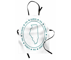 Outline Map in USA Circle Apron