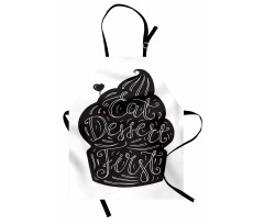 Monochrome Cupcake Doodle Apron