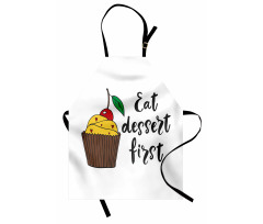 Cherry Top Cupcake Cartoon Apron