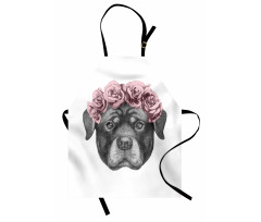 Portrait of Dog in Roses Apron