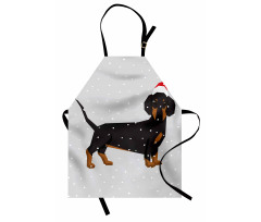 Dog Wears Xmas Hat Snow Apron