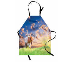 Female Cow in Pasture Sky Apron