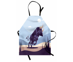 Strong Bull Nature in Doodle Apron