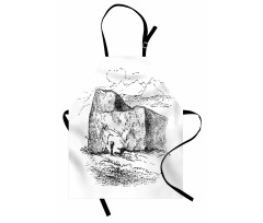 Hand Drawn Mountain Design Apron