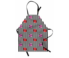 Lipstick Prints on Stripes Apron