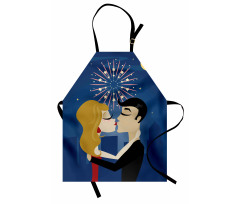 Couple Fireworks at Night Apron