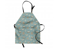 Retro Nautical Elements Art Apron