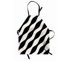 Retro Art Wavy Lines Pattern Apron