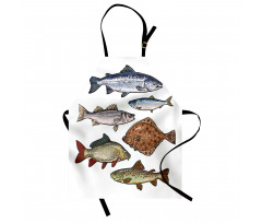 Drawn Various Species of Fish Apron