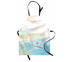 Girl in Boat on Lake Birds Apron