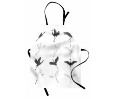 Greyscale Bird Different Side Apron